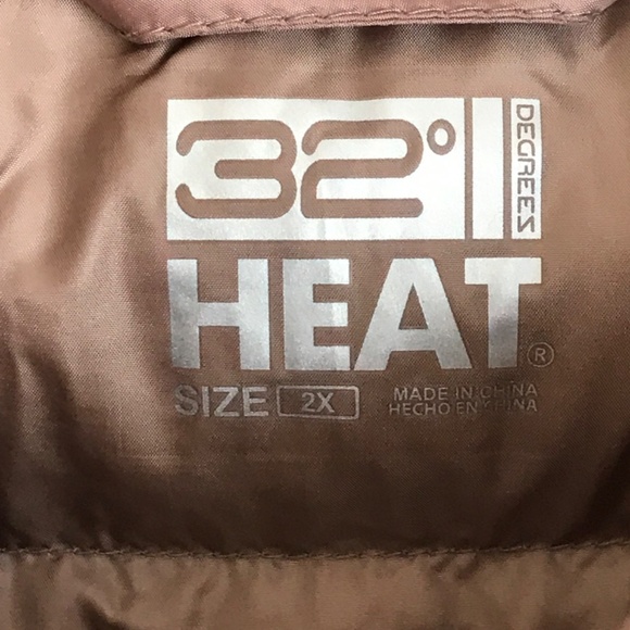 32 DEGREES Down Puffer Jacket Heat Ultra Light Taupe NWT Women's Plus Size 2X - Picture 7 of 16